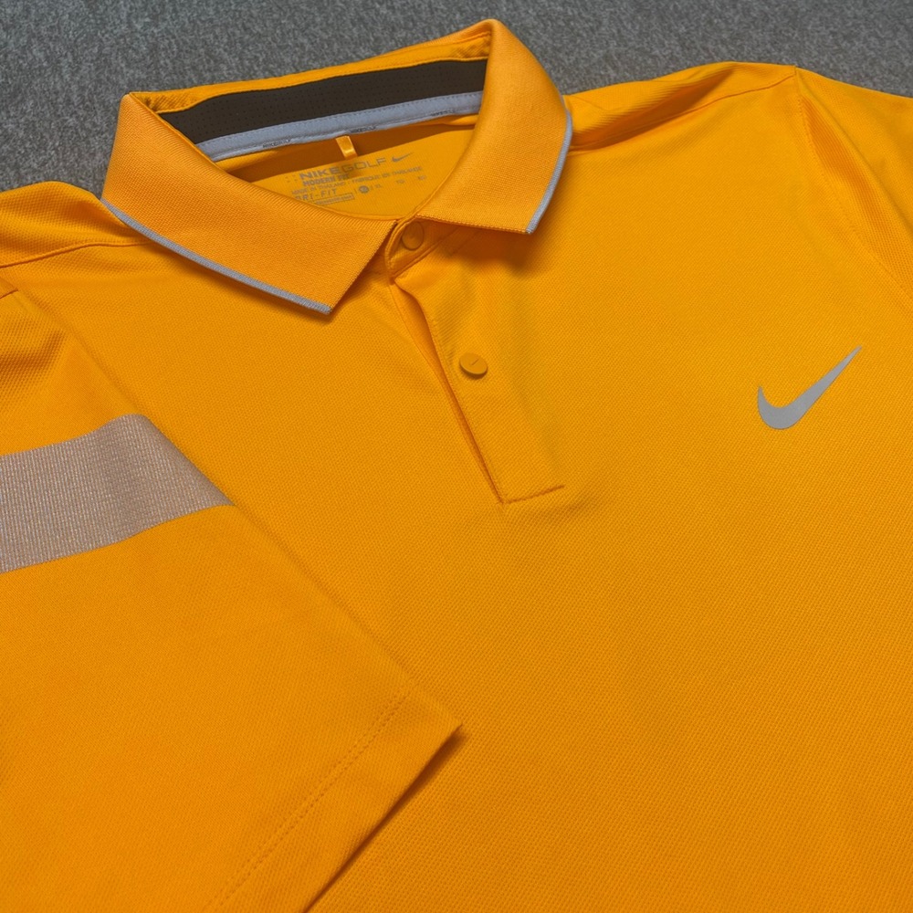 Nike Golf MM Fly Framing Commander Polo Mens XL Orange Grey‎ Stripe 746074-868